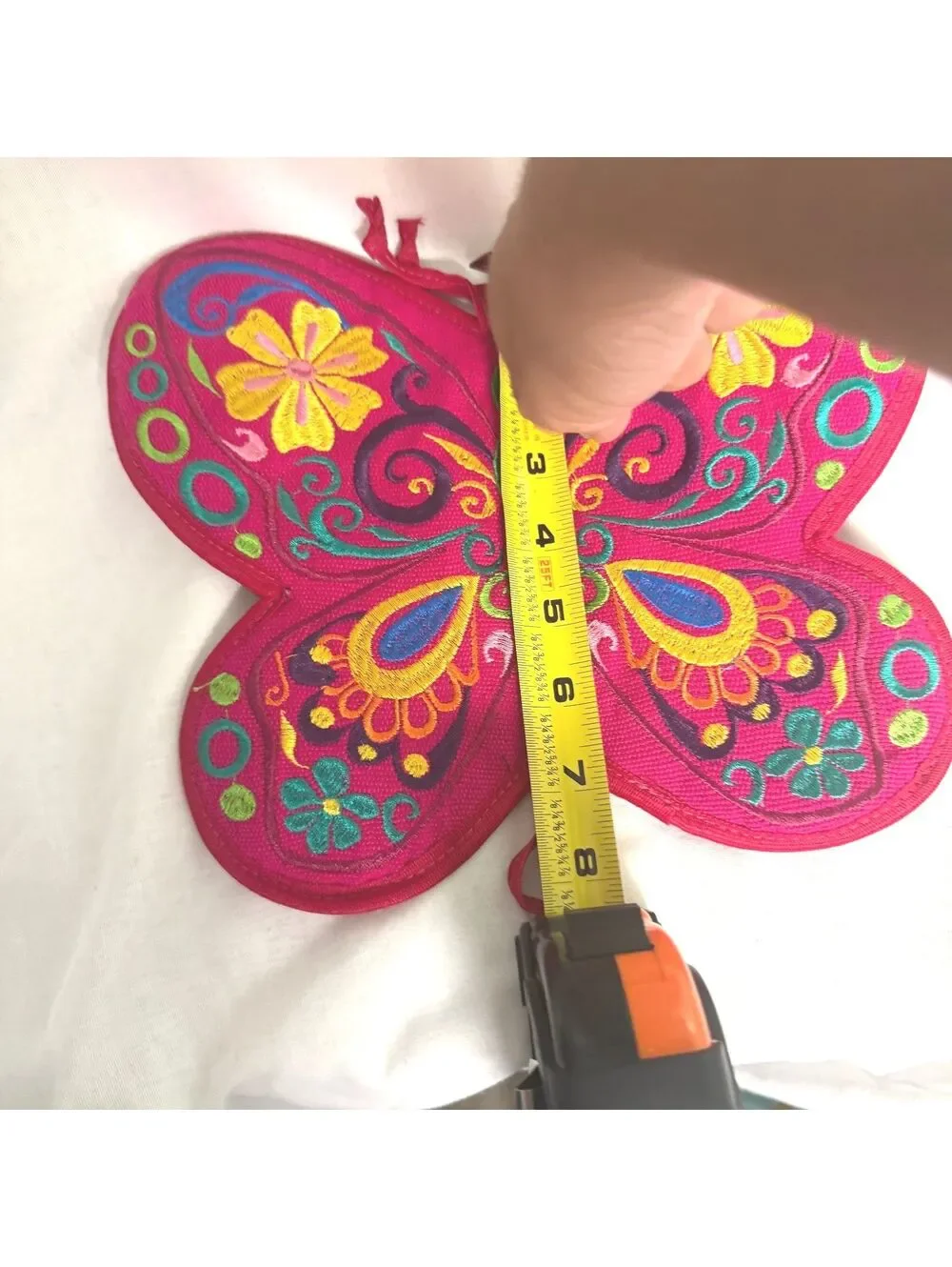 Guatemala Embroidered Butterfly Pot Holder Hot Pad Trivet Colorful Folk Art
